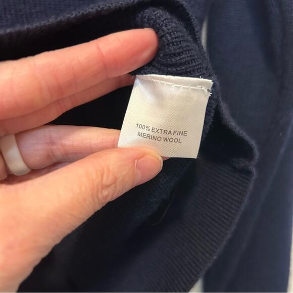 Peter Millar Sweater 100% Extra Fine Merino Wool 1/4 Zip Pullover Blue Men Large - Picture 6 of 6